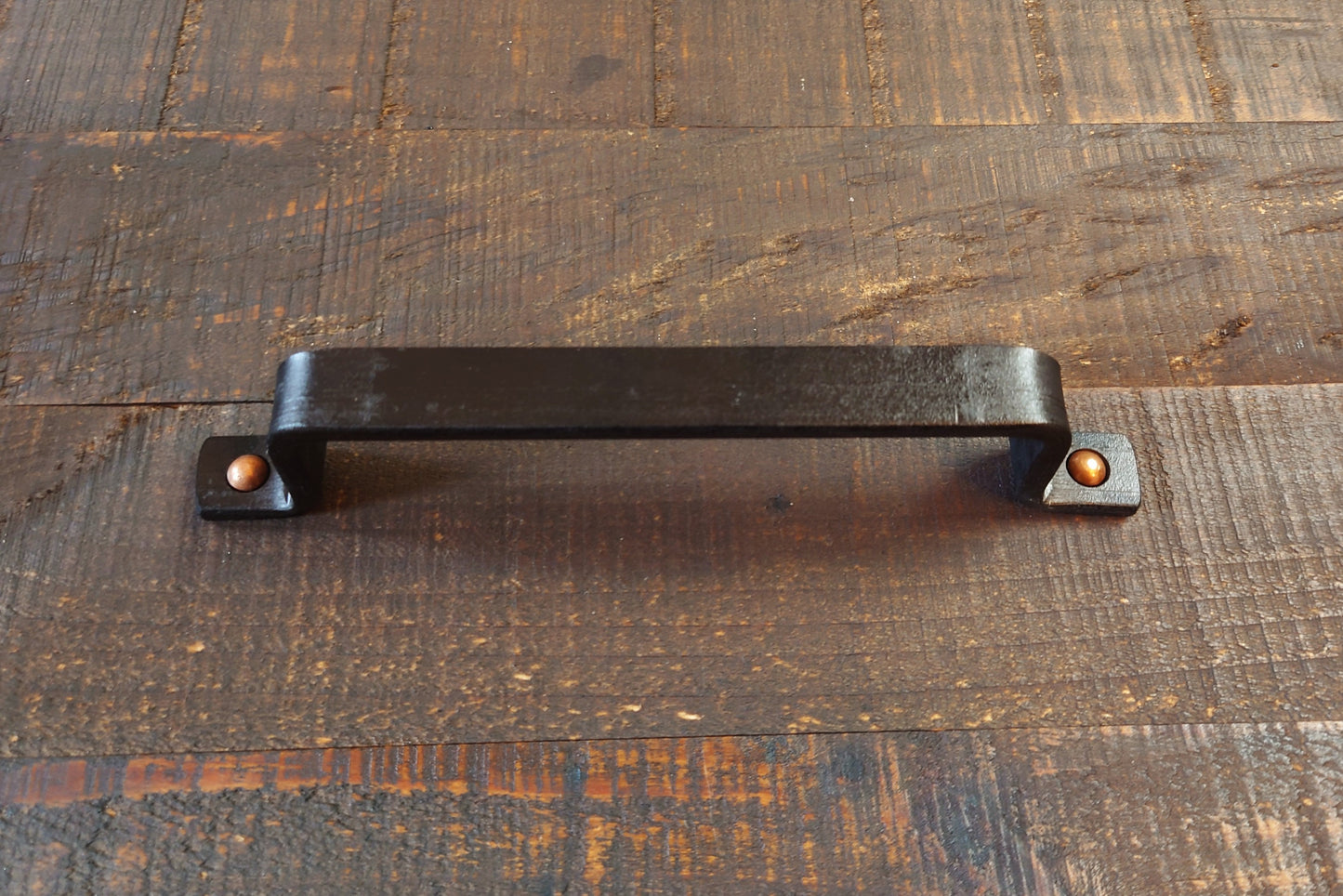 Blackened Barn Door Style Handle, Cabinet Pull, Steel Furniture Pull, Iron Handle, Industrial, Farmhouse, Drawer Pull, Kitchen Handle, Cabinet Handle