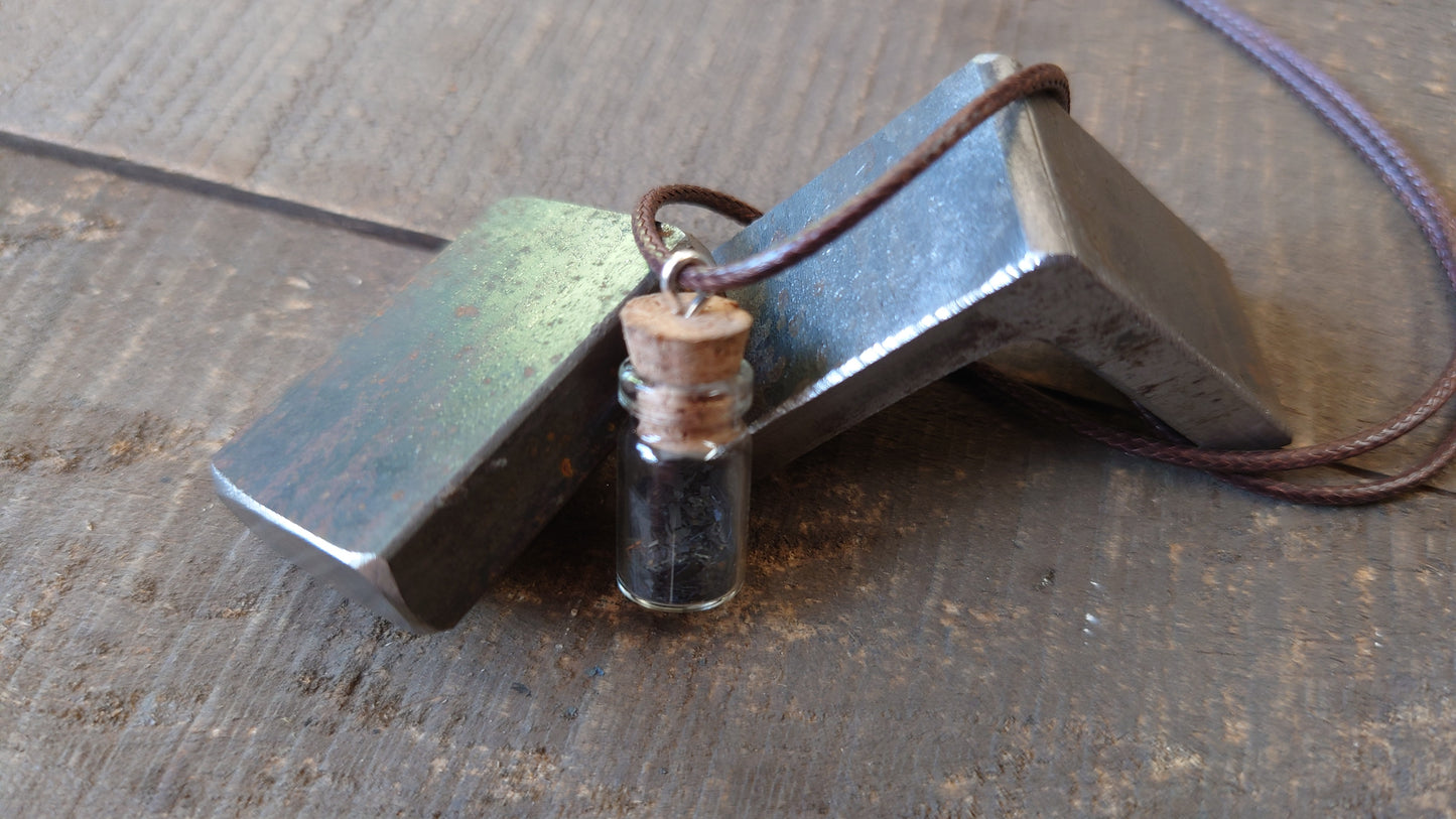 Blacksmith's Forge Anvil Dust Pendant Charm, Customizable, Brass, Copper, Micro Charms