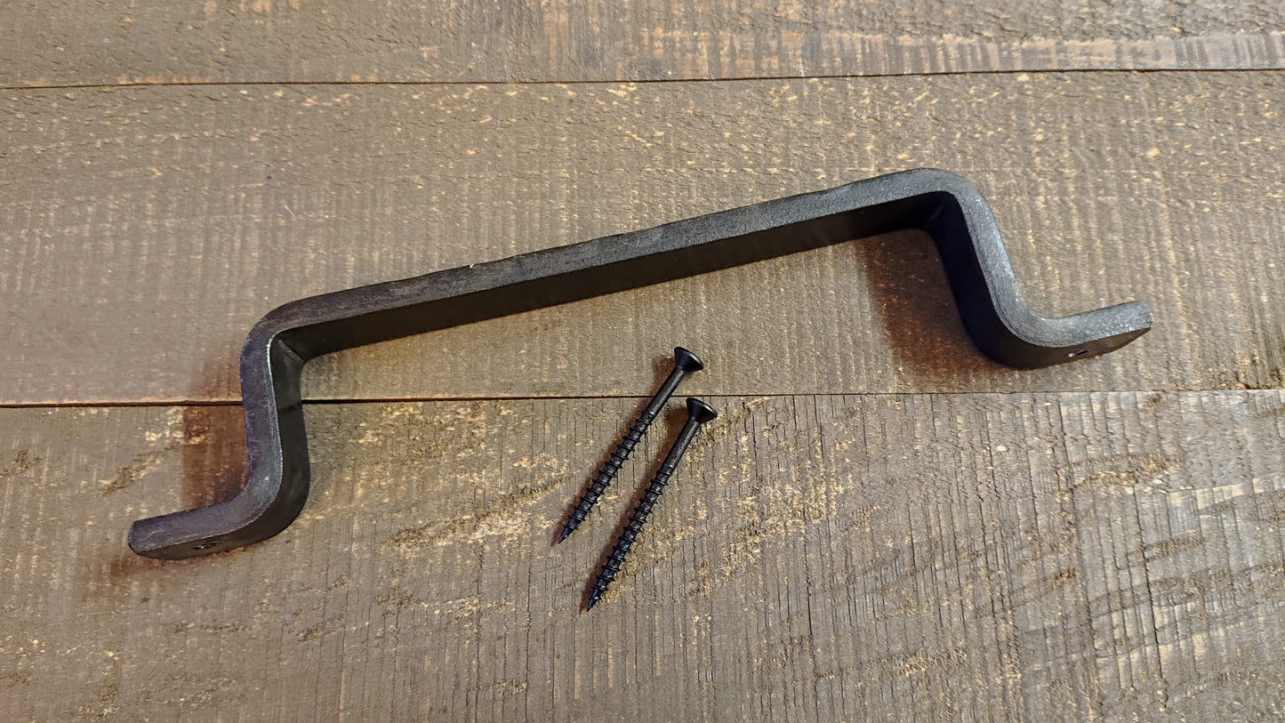 Blackened Barn Door Style Handle, Cabinet Pull, Steel Furniture Pull, Iron Handle, Industrial, Farmhouse, Drawer Pull, Kitchen Handle, Cabinet Handle