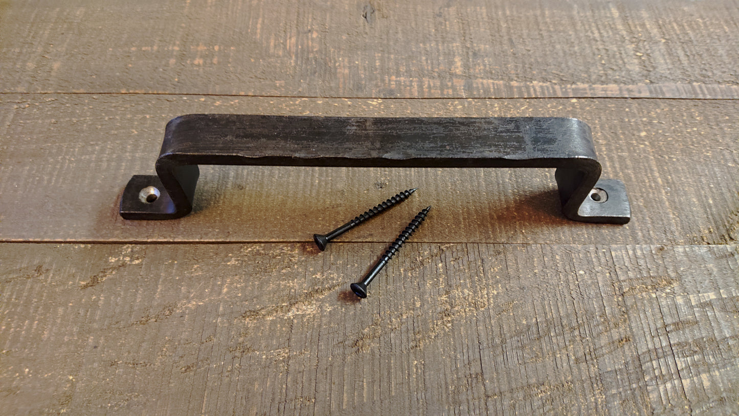 Blackened Barn Door Style Handle, Cabinet Pull, Steel Furniture Pull, Iron Handle, Industrial, Farmhouse, Drawer Pull, Kitchen Handle, Cabinet Handle