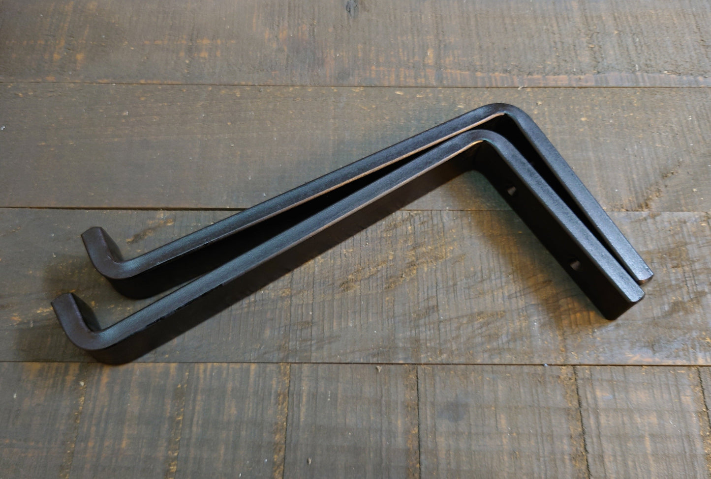 Blackened Steel Shelf Brackets, Heavy Duty Shelving Brackets, Farmhouse Iron Shelf Bracket, Thick Industrial Shelf Bracket, Forged Metal Bracket