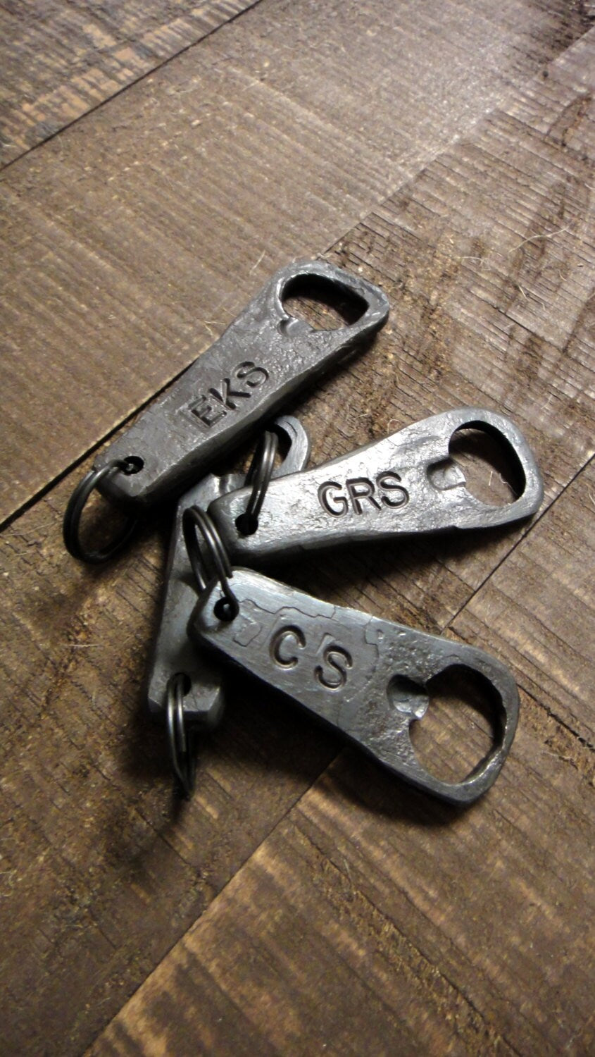 Hand Forged Bottle Opener Keychain, Iron Bottle Opener, Steel Bottle Opener, Groomsmen Gift, Hammered, Handmade, Fathers Day