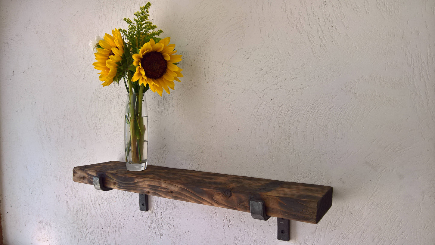 Blackened Steel Shelf Brackets, Heavy Duty Shelving Brackets, Farmhouse Iron Shelf Bracket, Thick Industrial Shelf Bracket, Forged Metal Bracket