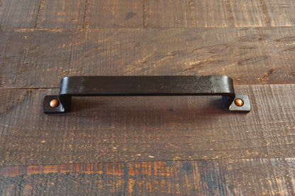Blackened Barn Door Style Handle, Cabinet Pull, Steel Furniture Pull, Iron Handle, Industrial, Farmhouse, Drawer Pull, Kitchen Handle, Cabinet Handle