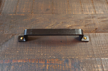 Blackened Barn Door Style Handle, Cabinet Pull, Steel Furniture Pull, Iron Handle, Industrial, Farmhouse, Drawer Pull, Kitchen Handle, Cabinet Handle