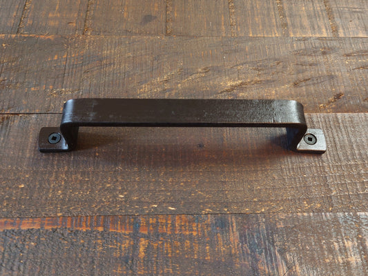 Blackened Barn Door Style Handle, Cabinet Pull, Steel Furniture Pull, Iron Handle, Industrial, Farmhouse, Drawer Pull, Kitchen Handle, Cabinet Handle