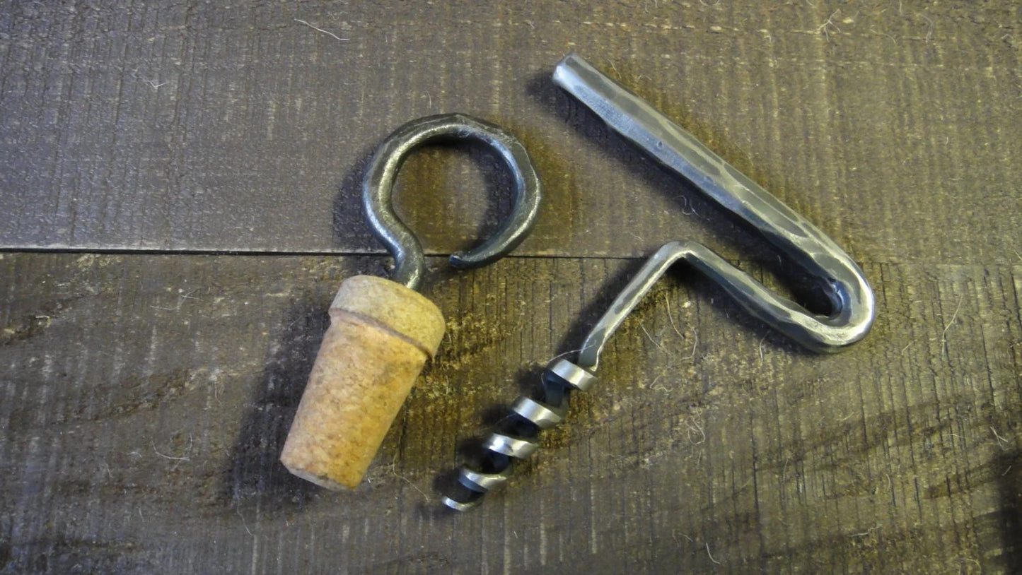 Barrel Iron Corkscrew, Forged, Wine Bottle Opener, Iron Bottle Opener, Steel Corkscrew, Birthday Gift, Hammered, Handmade, Anniversary Gift