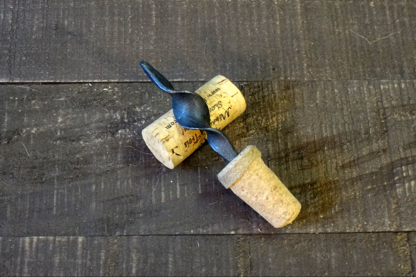 Cork Wine Bottle Stopper Set, Forged Iron Wine Bottle Topper, Steel Wine Stopper, Christmas Gift, Hammered, Handmade, Anniversary