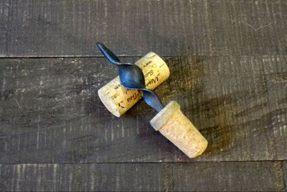 Cork Wine Bottle Stopper Set, Forged Iron Wine Bottle Topper, Steel Wine Stopper, Christmas Gift, Hammered, Handmade, Anniversary