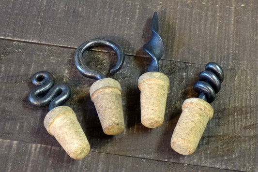 Cork Wine Bottle Stopper Set, Forged Iron Wine Bottle Topper, Steel Wine Stopper, Christmas Gift, Hammered, Handmade, Anniversary