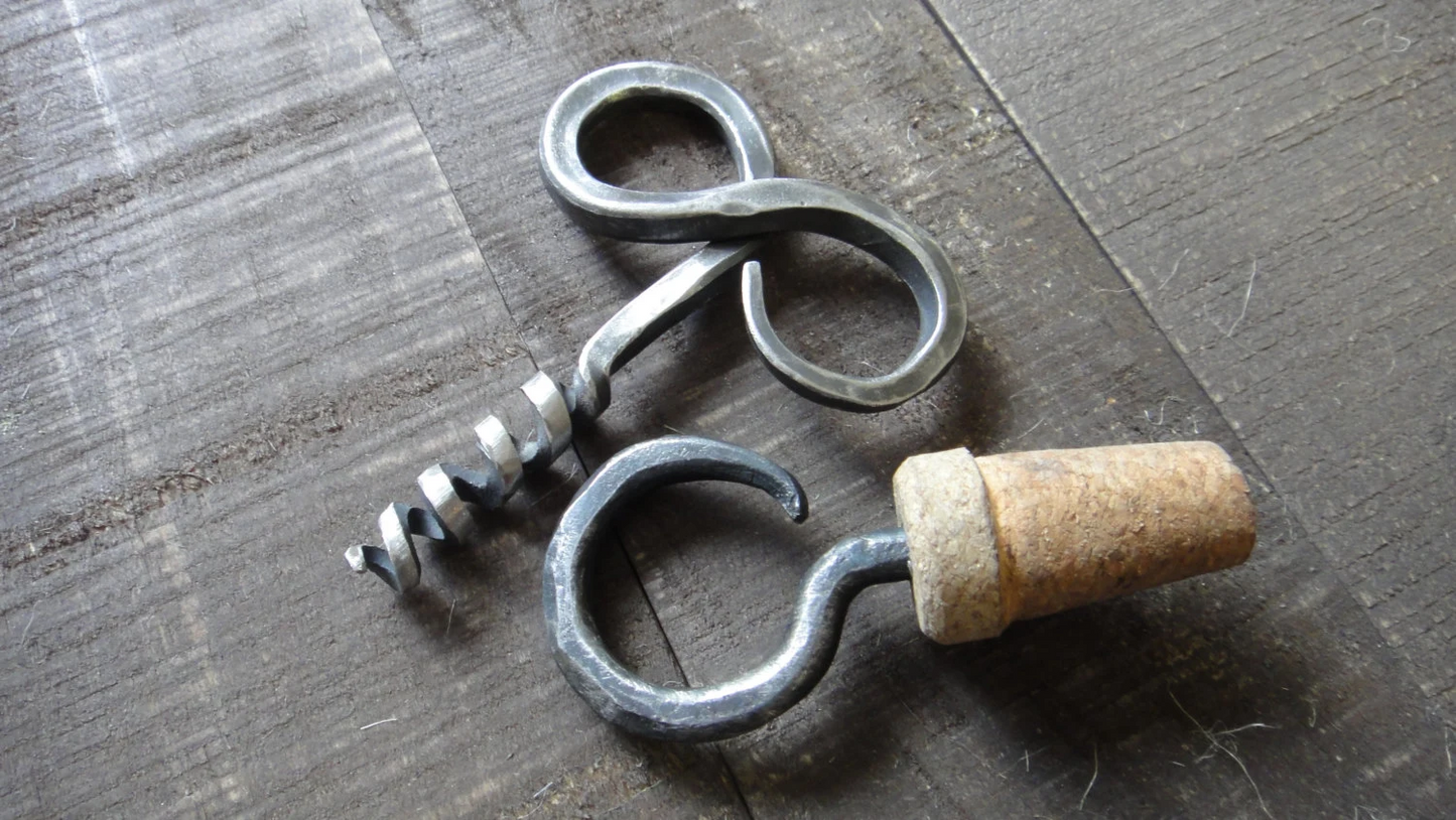 Iron Corkscrew, Forged, Wine Bottle Opener, Iron Bottle Opener, Steel Corkscrew, Birthday Gift, Hammered, Handmade, Anniversary Gift