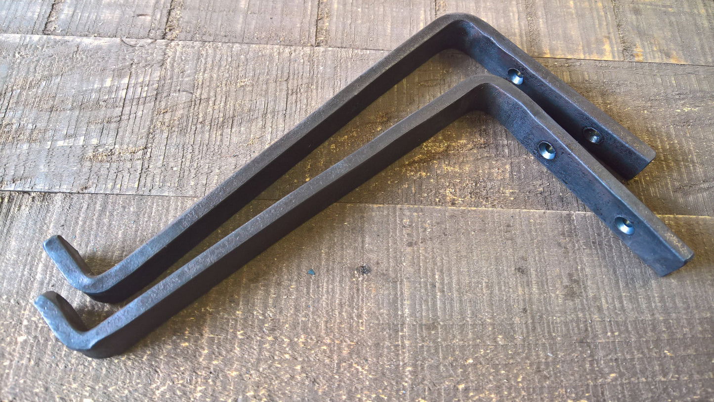 Blackened Steel Shelf Bracket, Forged, Iron Shelf Bracket, Kitchen Bracket, Metal Shelf Bracket, Open Shelf, Custom Shelving, Farmhouse, Rustic