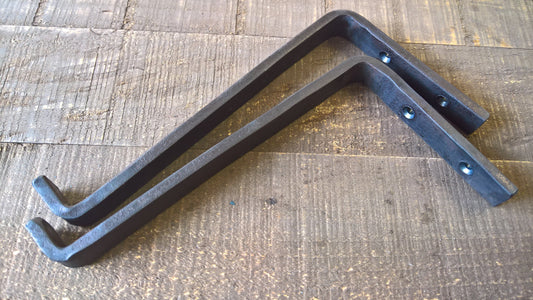 Blackened Steel Shelf Bracket, Forged, Iron Shelf Bracket, Kitchen Bracket, Metal Shelf Bracket, Open Shelf, Custom Shelving, Farmhouse, Rustic