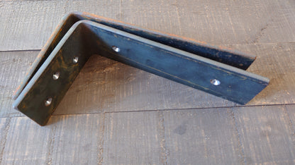 Wide Steel L Shelf Bracket, Forged, Iron L Shelf Bracket, Kitchen Bracket, Metal Shelf Brackets, Open Shelf, Custom Shelving, Farmhouse Rustic