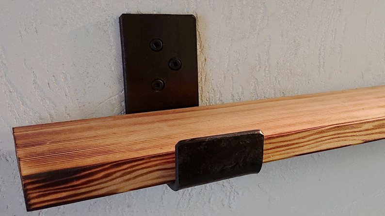 Floating Wide Steel Shelf Bracket, Forged Shelf Bracket, Iron Shelf Bracket, Kitchen Bracket, Metal Shelf Brackets, Open Shelf, Custom Shelving, Farmhouse Rustic
