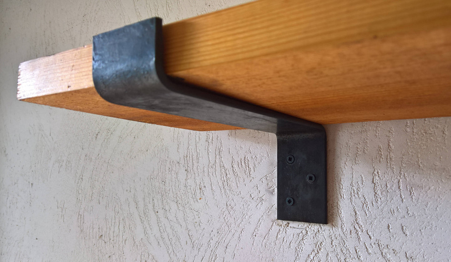 Wide Steel Shelf Bracket, Forged Shelf Bracket, Iron Shelf Bracket, Kitchen Bracket, Metal Shelf Brackets, Open Shelf, Custom Shelving, Farmhouse Rustic